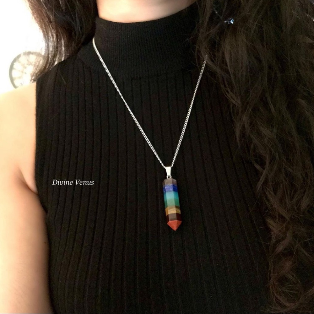 7 Chakra Pendulum Necklace - Picture 12 of 12